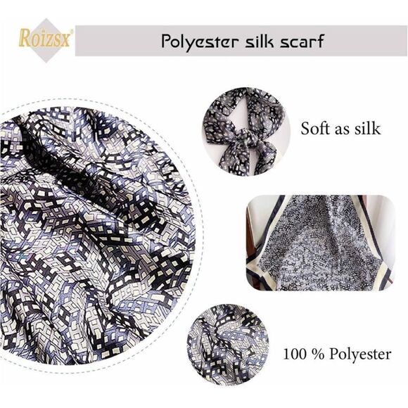 Blue H Print Silky Scarf - Picture 2 of 3